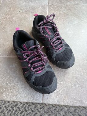 Reebok Women's Black with Pink Accent Athletic Walking Shoes